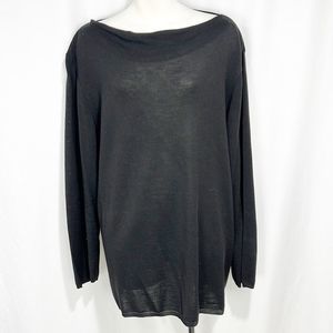 Marina Rinaldi Black Boat Neck Tunic Sweater XXL